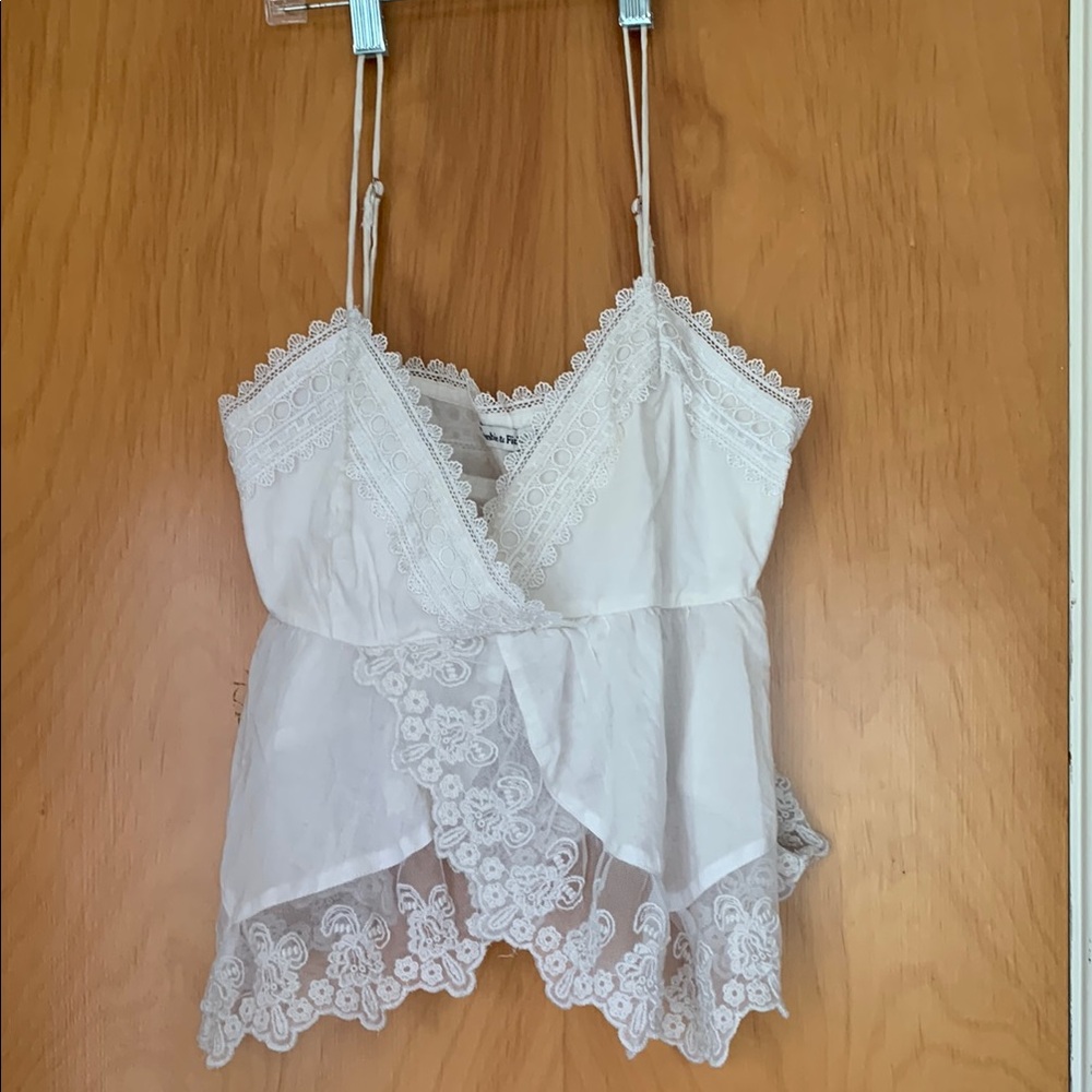 Abercrombie & Finch Women's White Lace Trim Cami Top